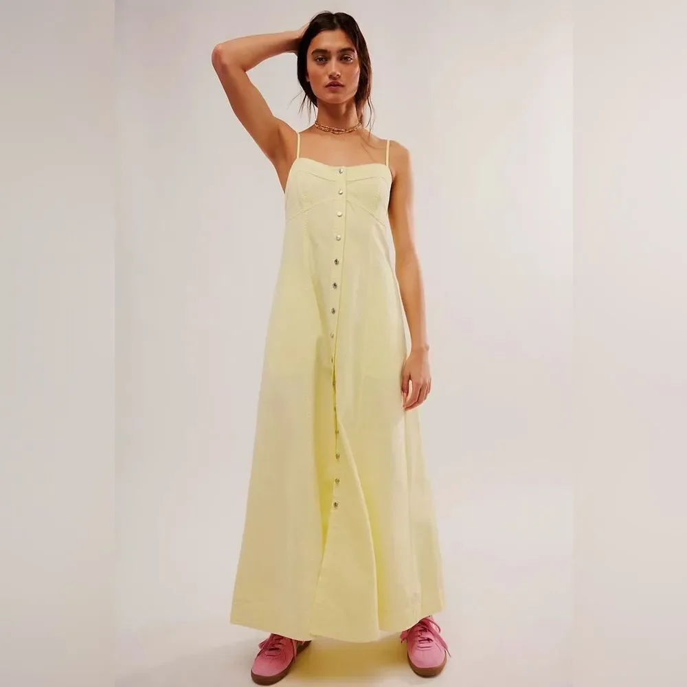 FREE PEOPLE Just Jill Yellow Dress NWT XS
